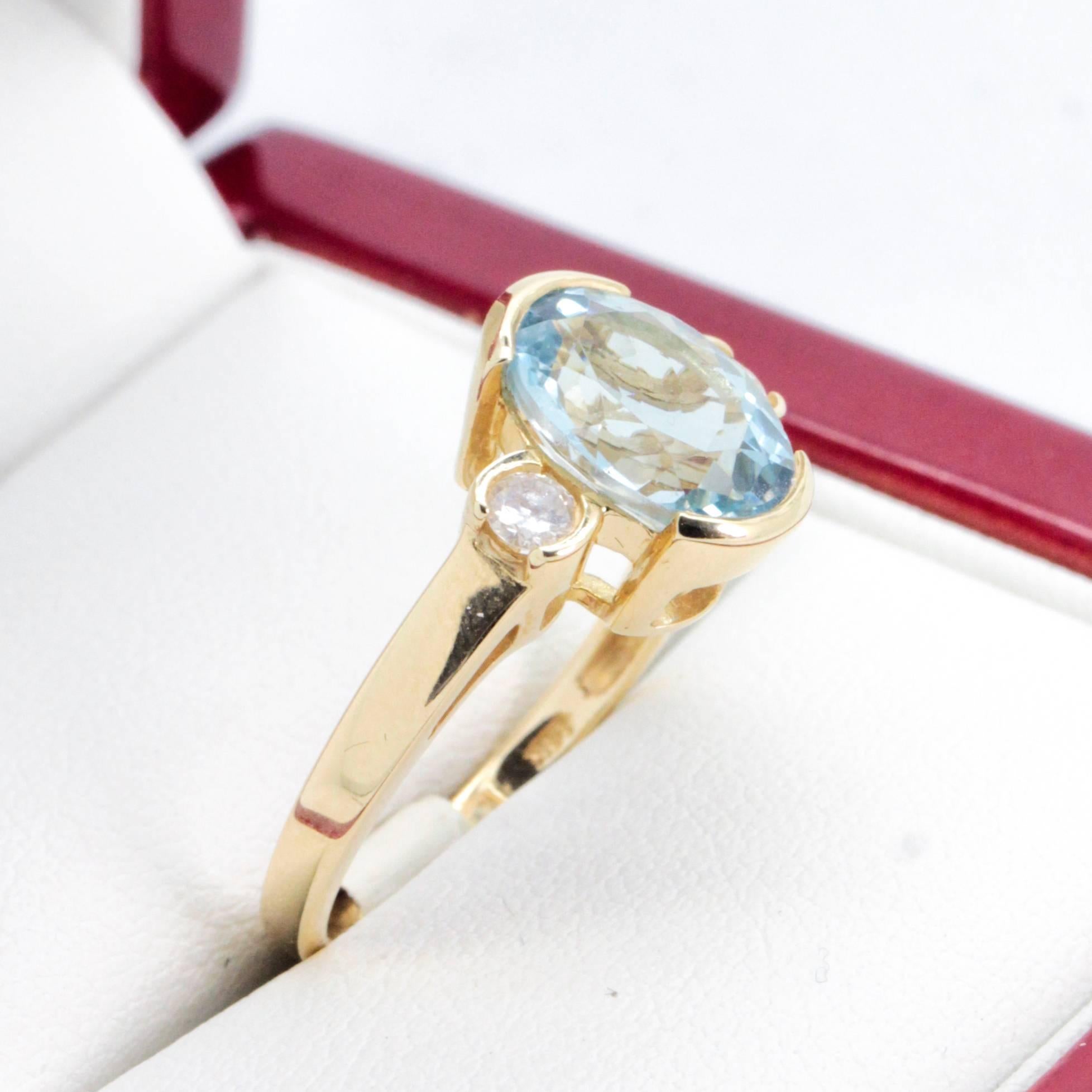 Aquamarine Diamond Engagement or Cocktail Ring For Sale 1