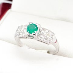 Vintage Emerald and Diamond Engagement Ring