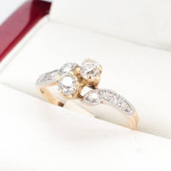 Art Deco Antique Diamond Crossover Engagement Ring