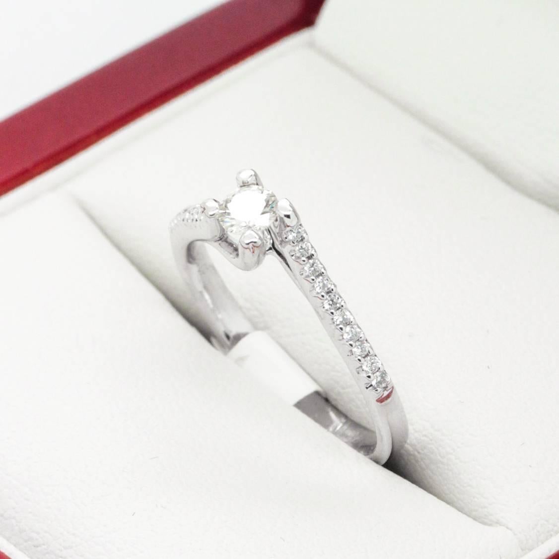 Crossover Diamond Modern Engagement Ring For Sale 4