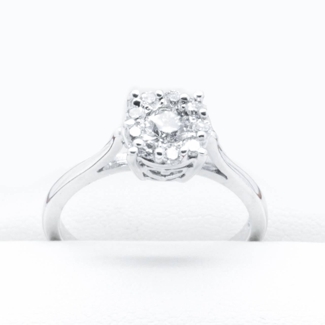 0.50 Carat Diamond White Gold Cluster or Engagement Ring  For Sale 4