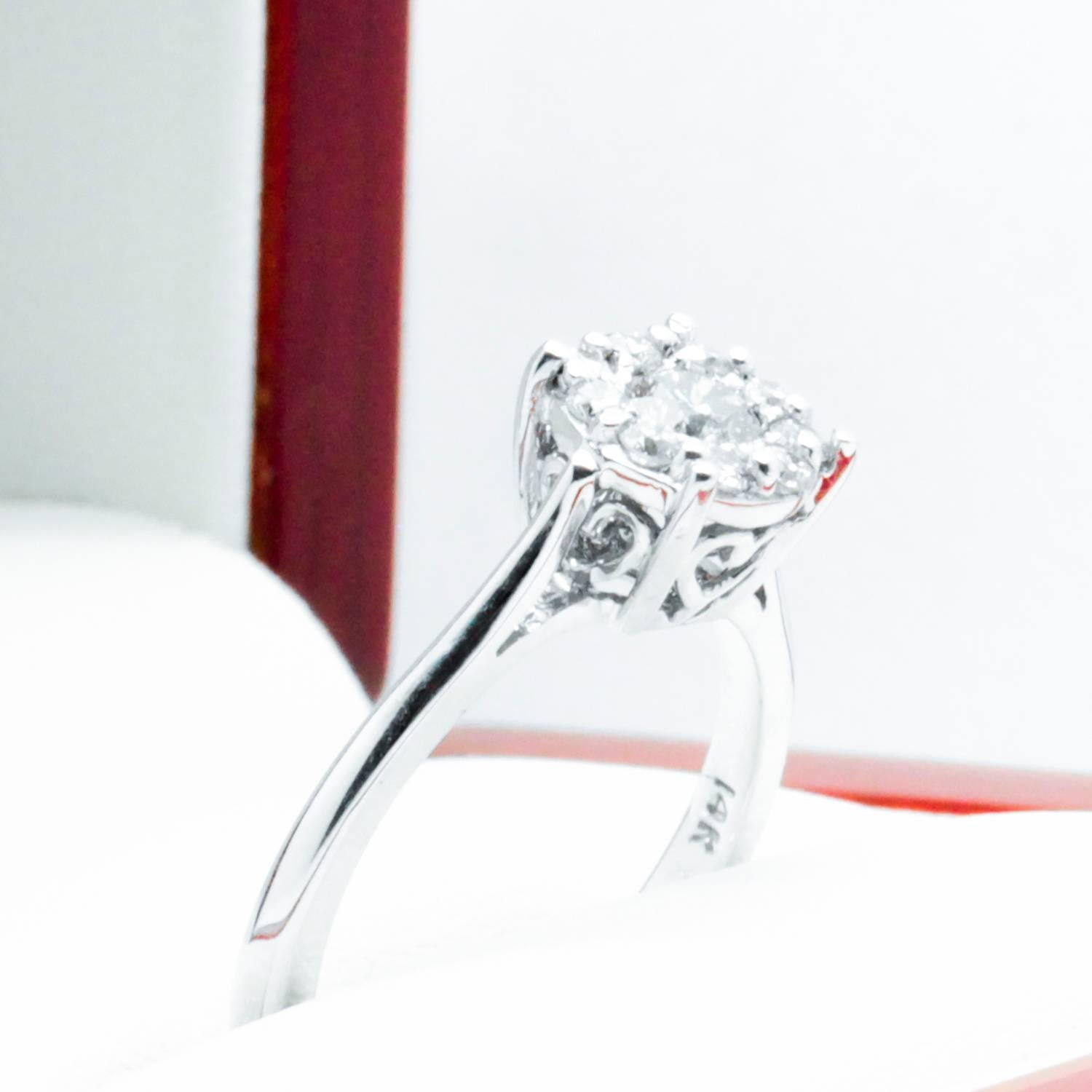0.50 Carat Diamond White Gold Cluster or Engagement Ring  For Sale 5