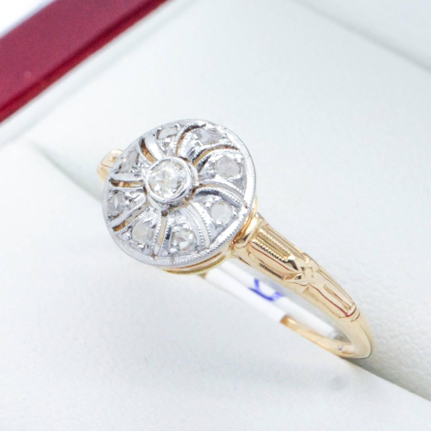 Handmade, Art Deco Pinwheel Diamond Ring For Sale 2