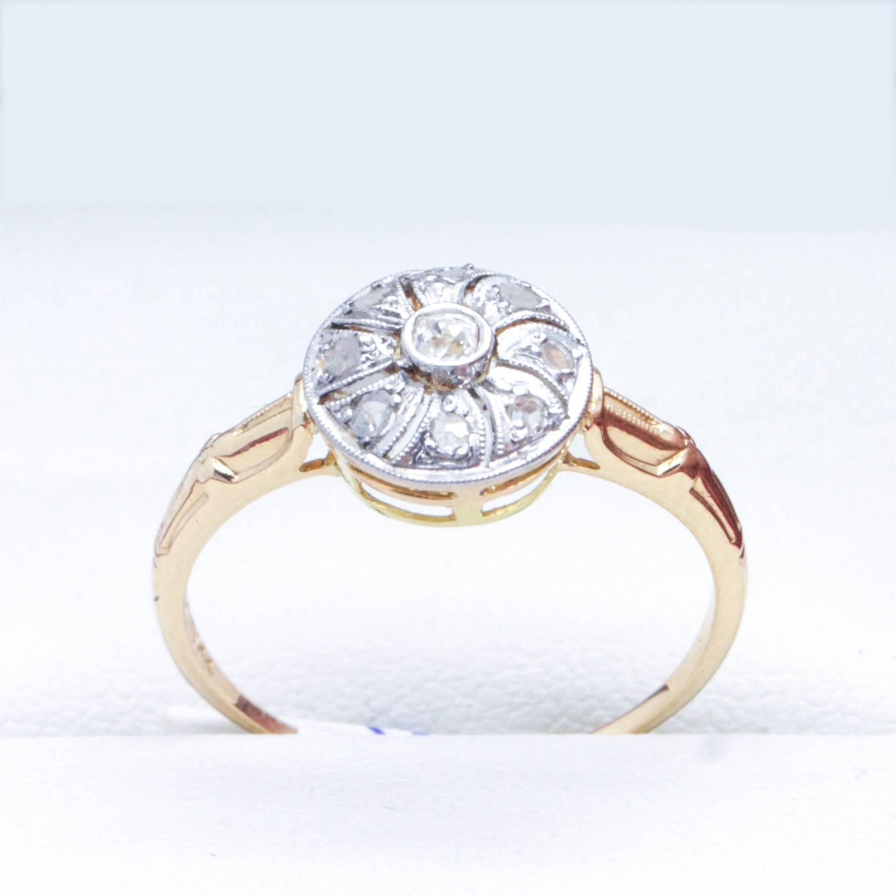 Handmade, Art Deco Pinwheel Diamond Ring For Sale 1