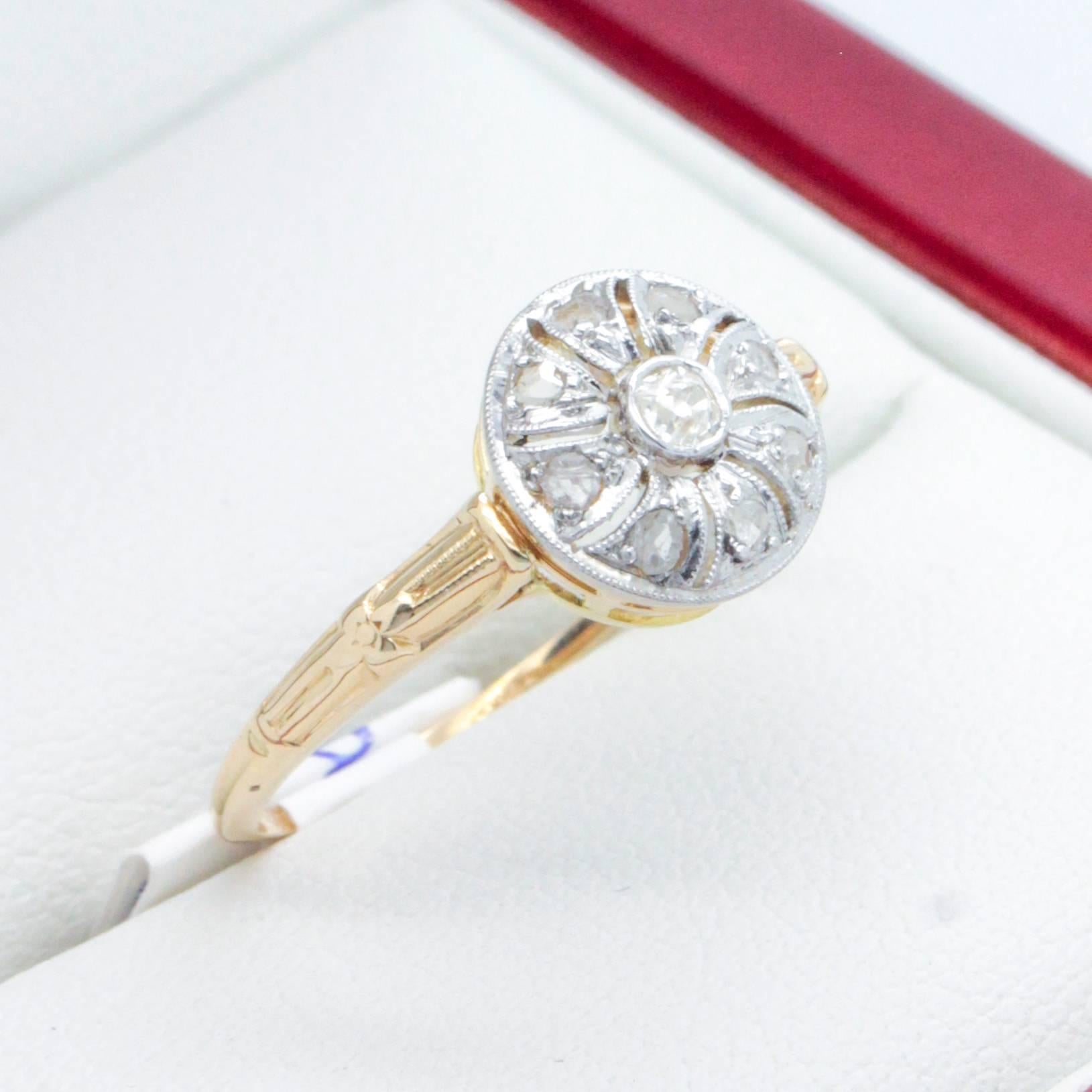 Handmade, Art Deco Pinwheel Diamond Ring For Sale 5