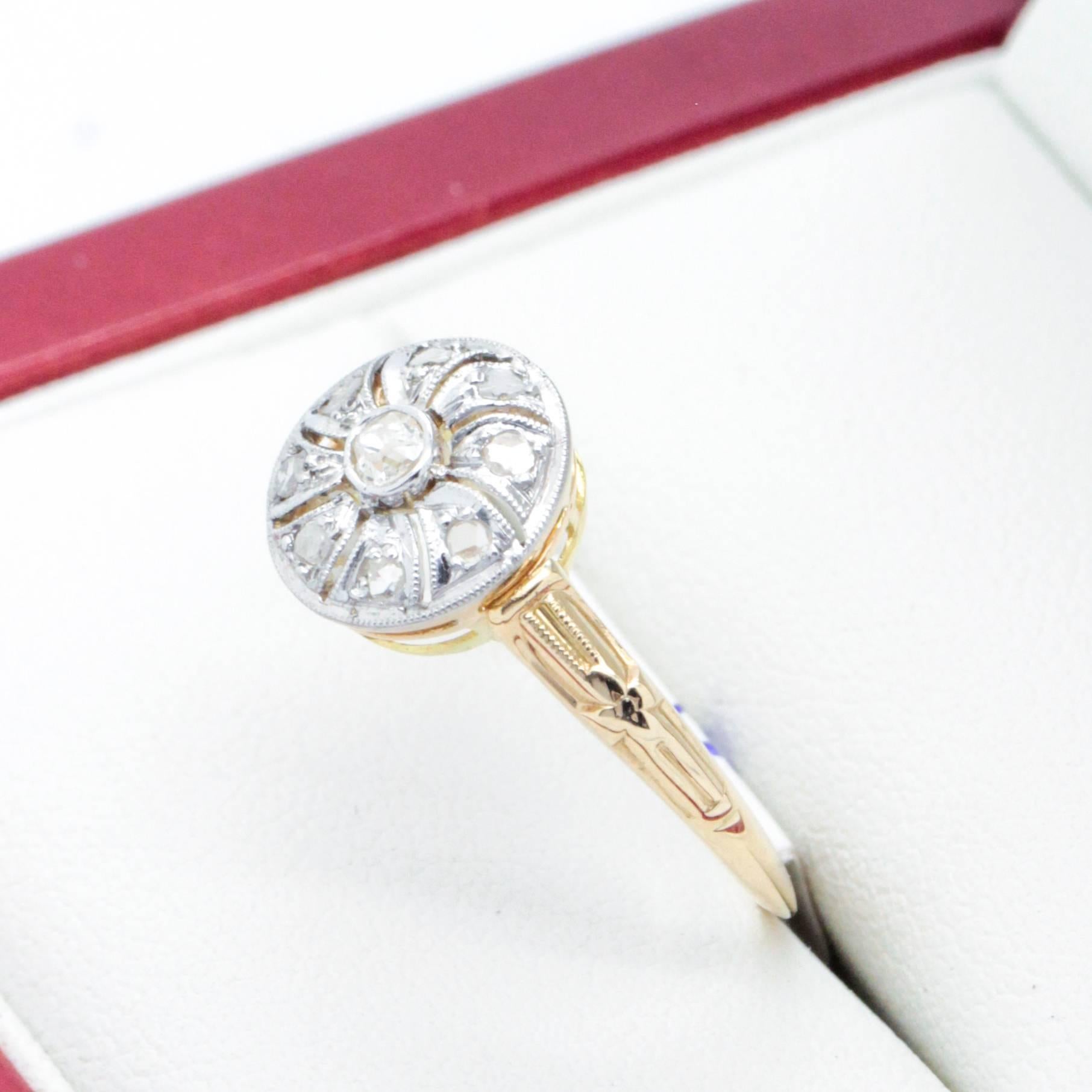 Handmade, Art Deco Pinwheel Diamond Ring For Sale 3