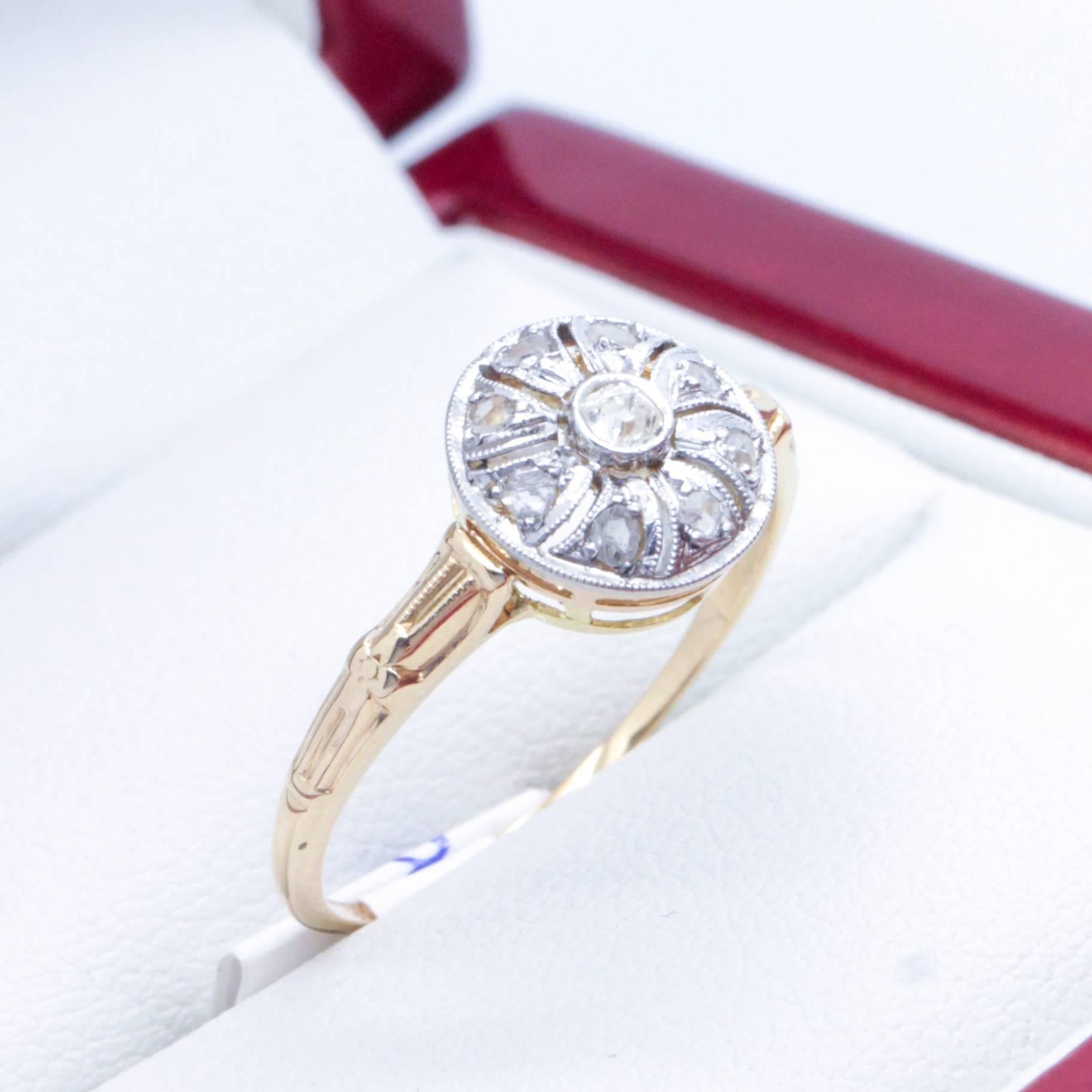 Women's Handmade, Art Deco Pinwheel Diamond Ring For Sale