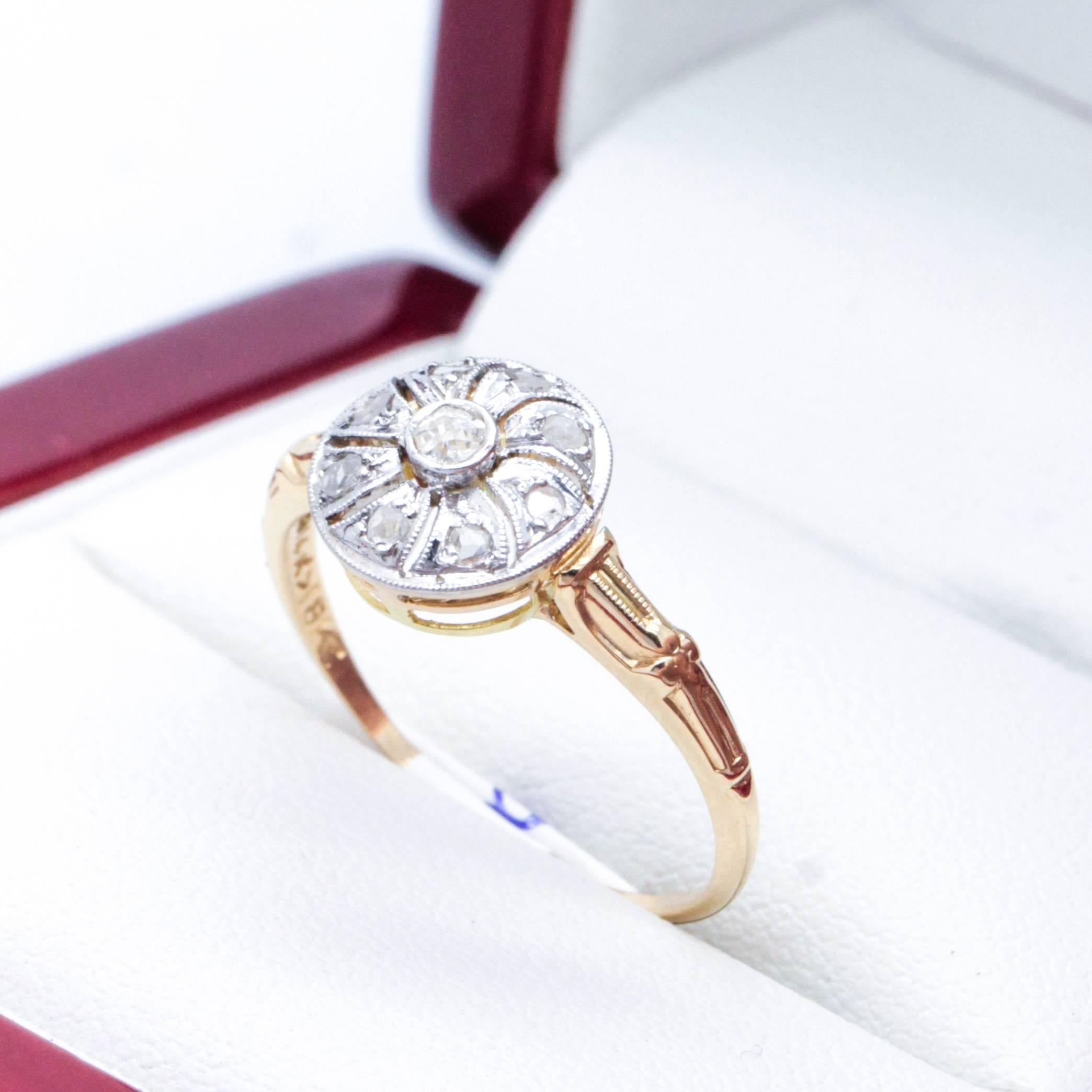 Handmade, Art Deco Pinwheel Diamond Ring For Sale 4