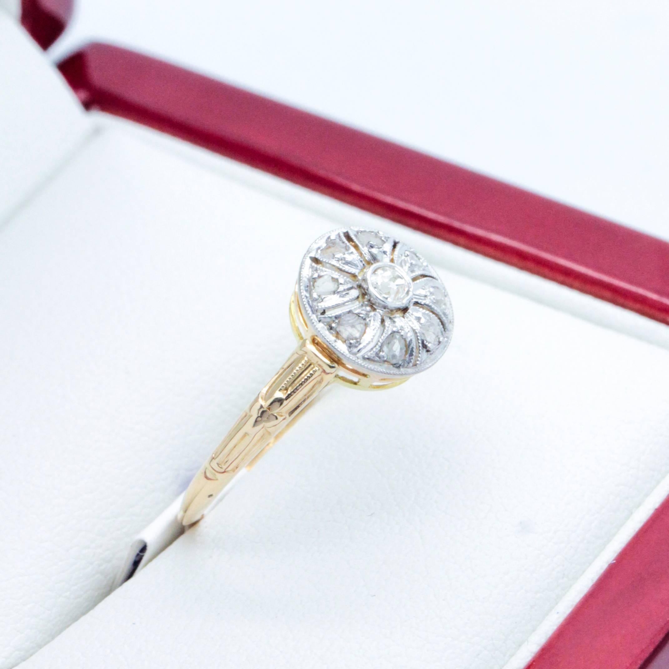 Handmade, Art Deco Pinwheel Diamond Ring For Sale 6