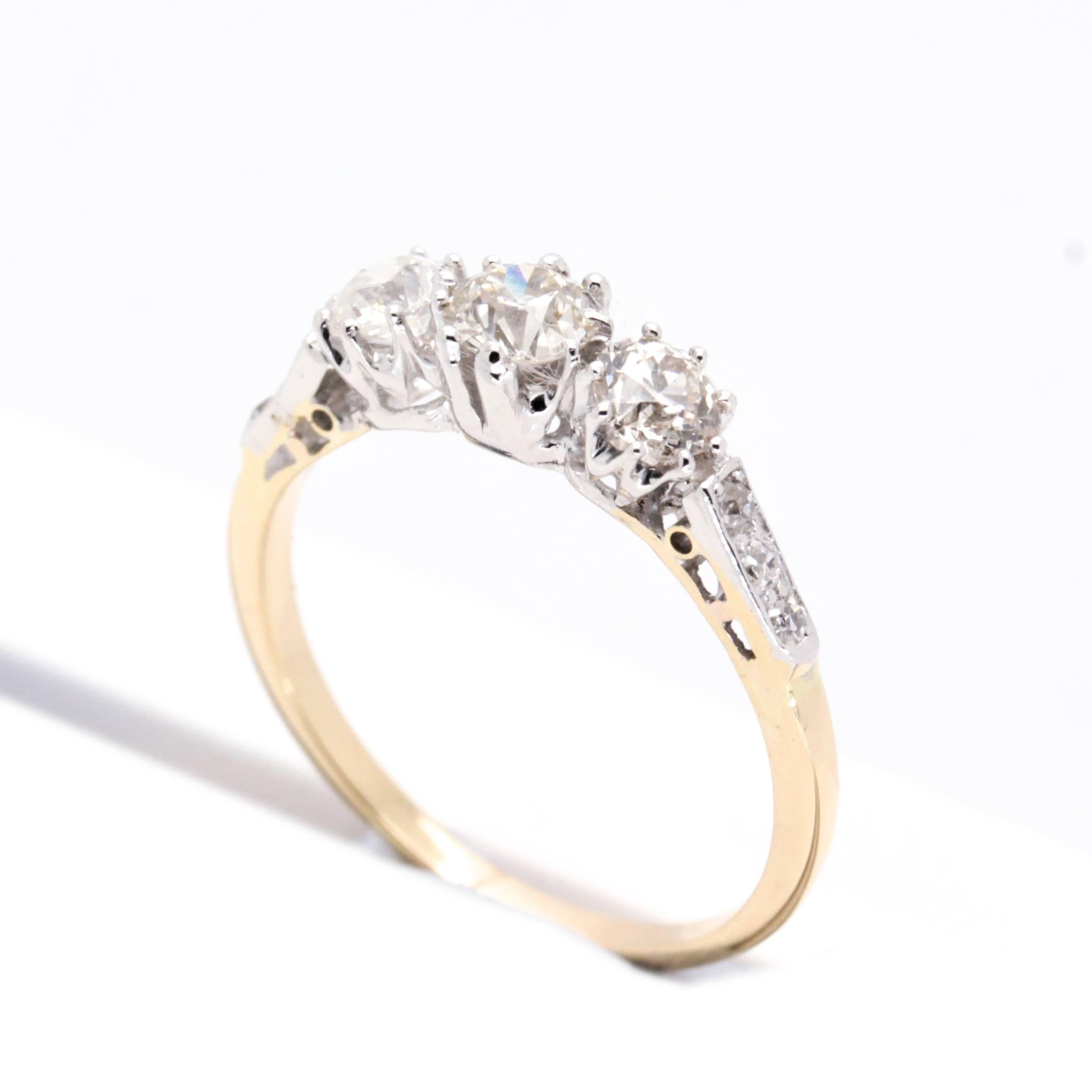 Women's Art Deco Three-Diamond Engagement or Cocktail Ring