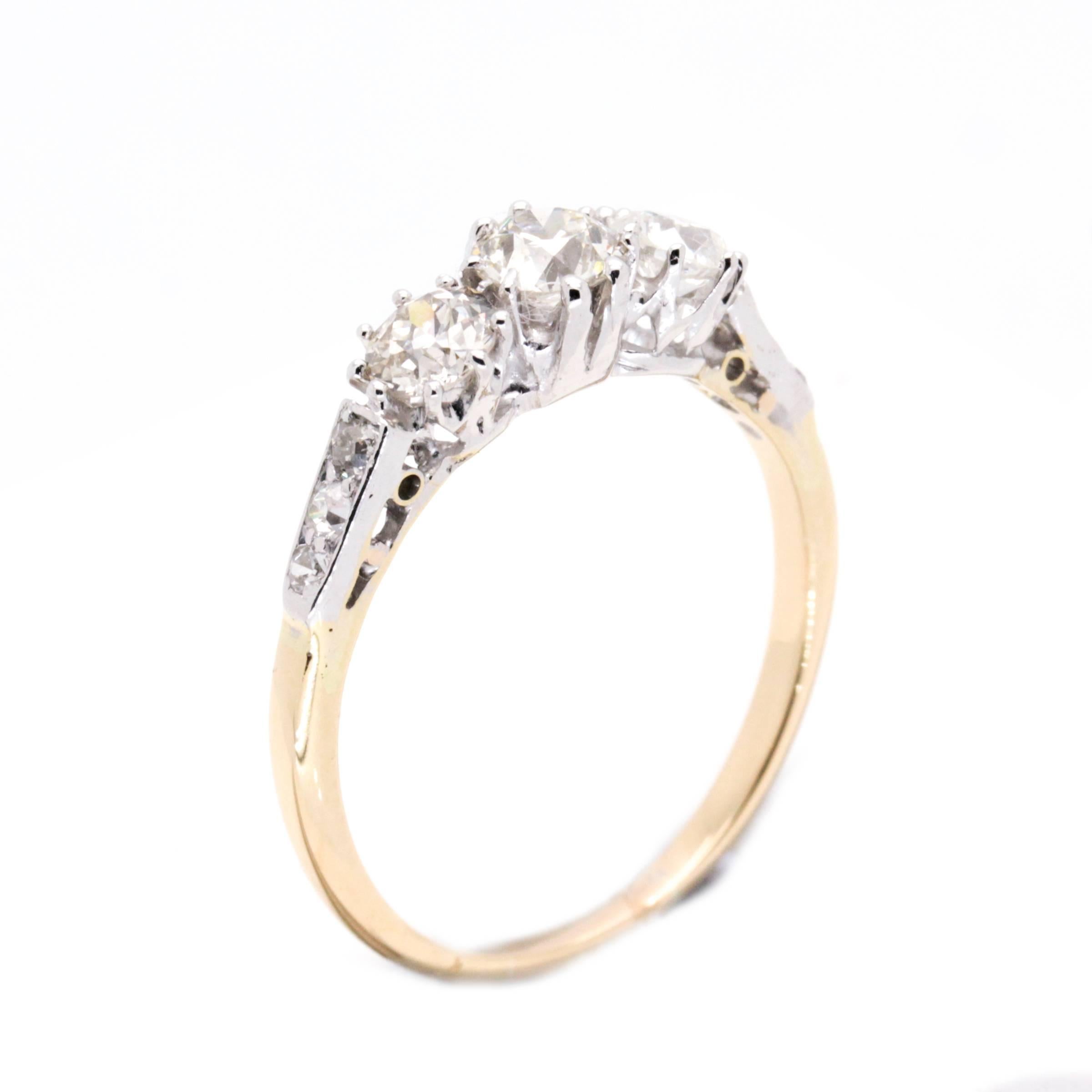 Art Deco Three-Diamond Engagement or Cocktail Ring 5