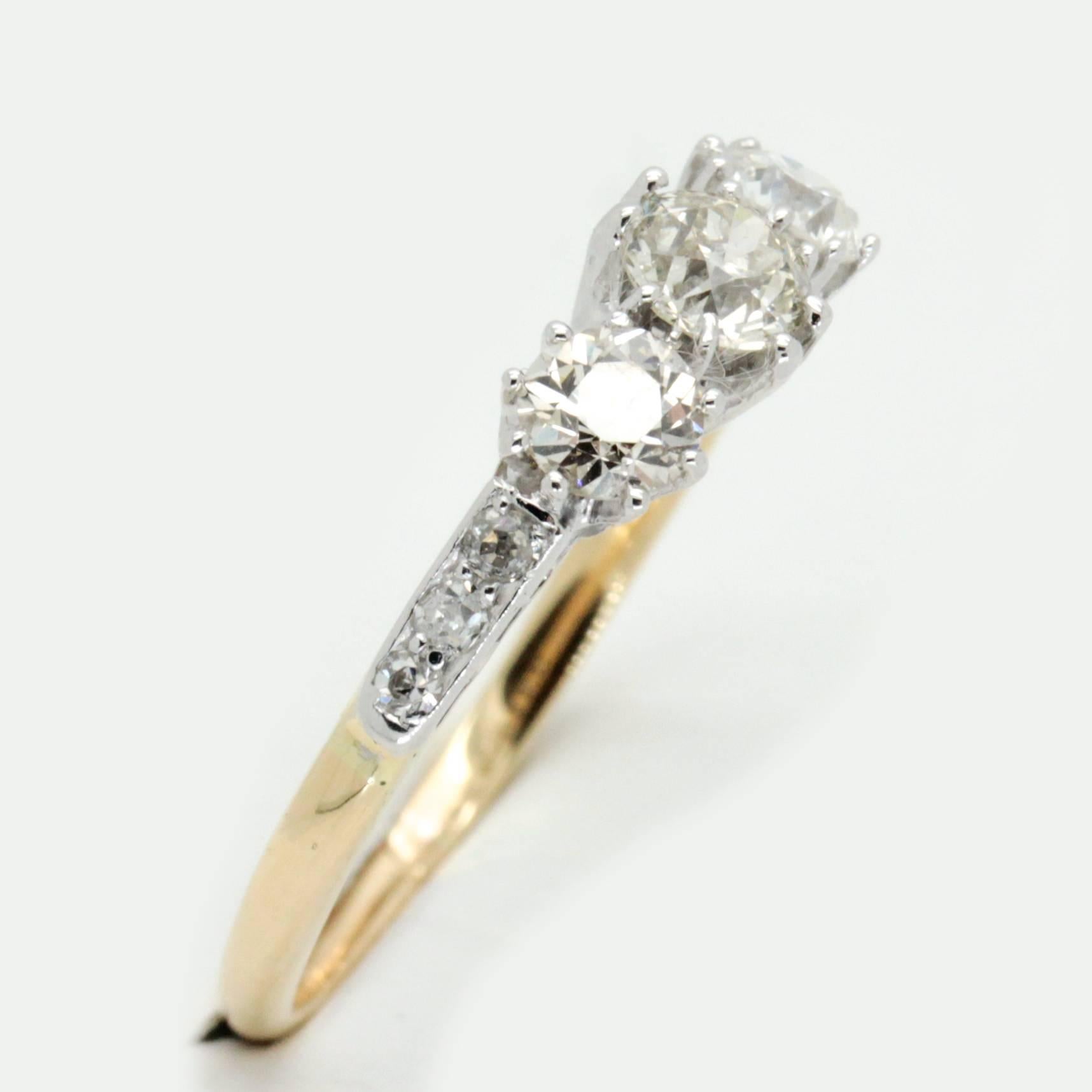 Art Deco Three-Diamond Engagement or Cocktail Ring 6
