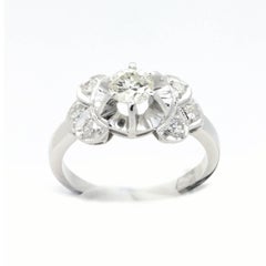 Art Deco Diamond Engagement Ring, Handmade Antique 1940s Ring