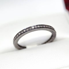 Rose Cut Diamond and Enamel on Sterling Silver, Full Eternity Ring