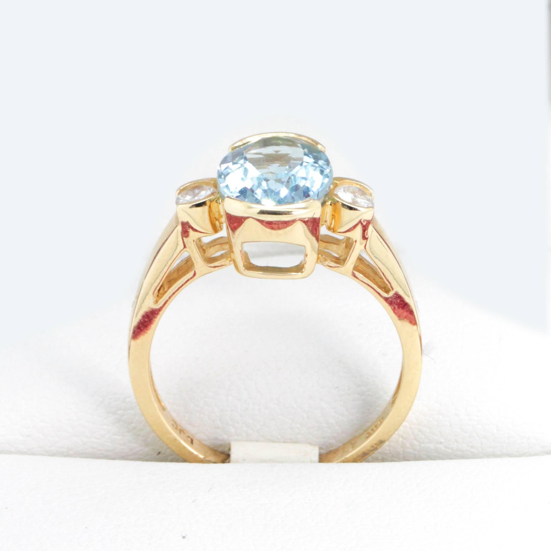 Aquamarine Diamond Engagement or Cocktail Ring For Sale 2