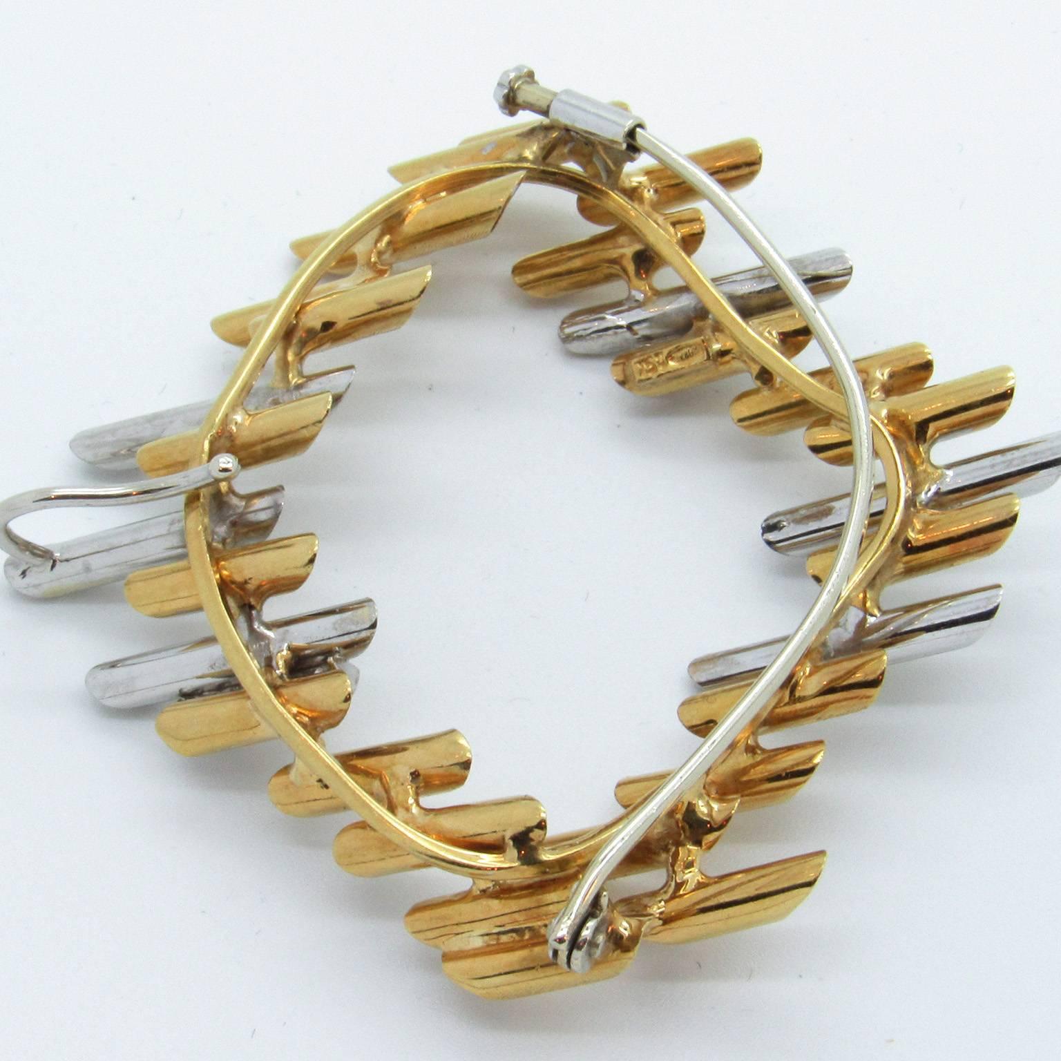 Modernist 18kt Gold and Diamond Brutalist Ring, Earrings and Convertible Brooch For Sale