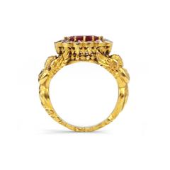 Ruby Diamond Gold Sculptural Ring