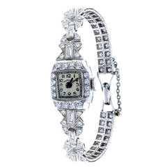 Hamilton Lady's Platinum and Diamond Bracelet Watch
