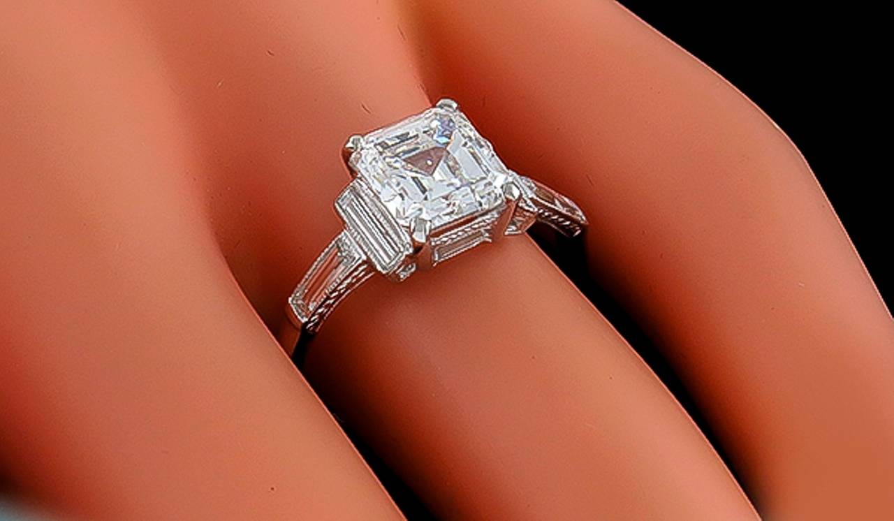 Women's 2.18 Carat Emerald Cut Diamond Engagement Ring
