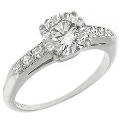 Vintage 1.05ct. Diamond GIA  Cert Platinum Engagement Ring