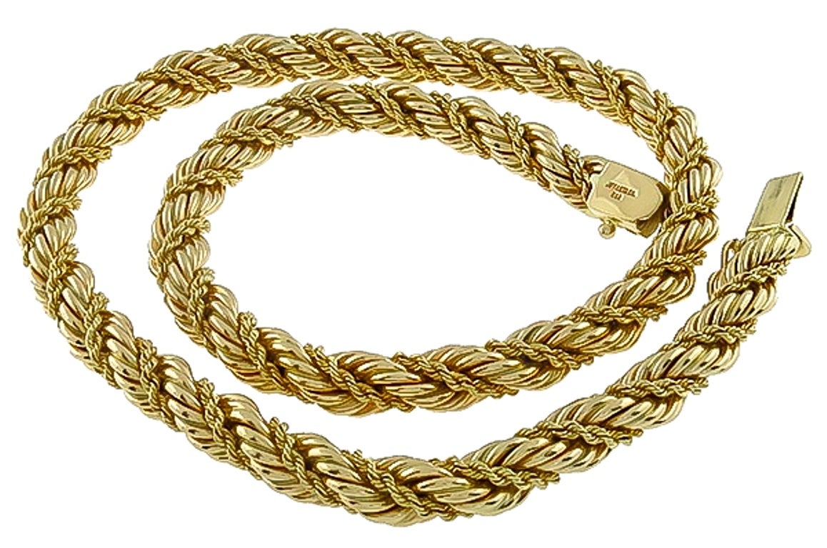 Tiffany and Co. Gold Rope Necklace For Sale at 1stDibs