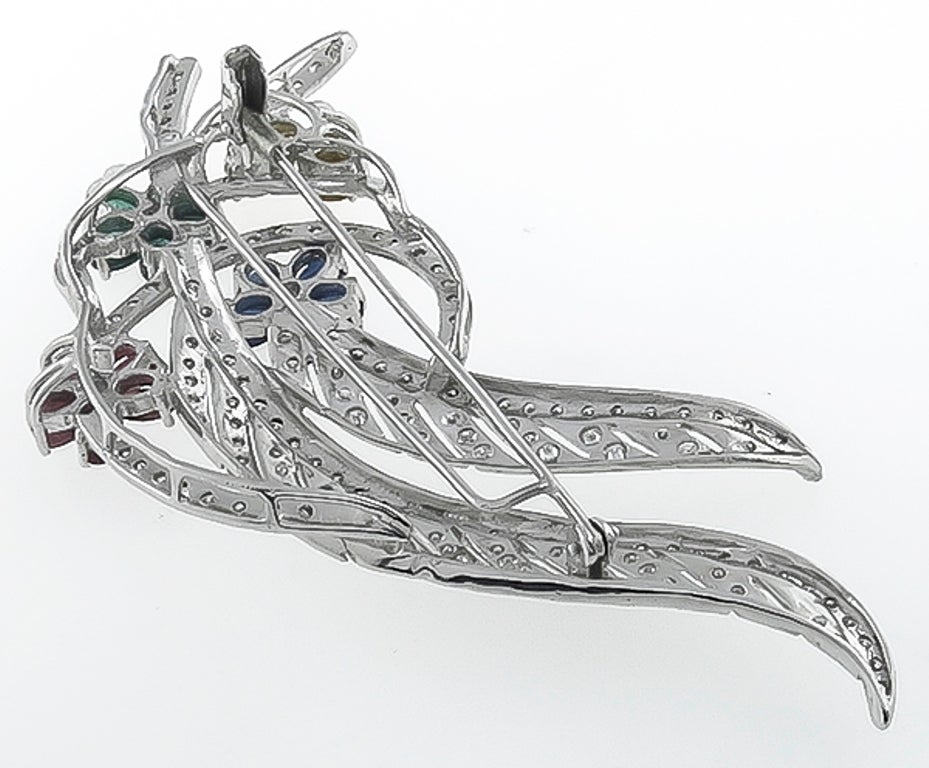 Esmeralda Rubí Zafiro Diamante Broche de Oro en Nuevo estado para la venta en New York, NY