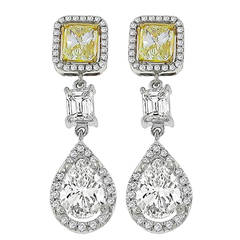 Natural Fancy Diamond GIA Certified 3.43 Carat Pear Shaped Diamond Gold Earrings 12
