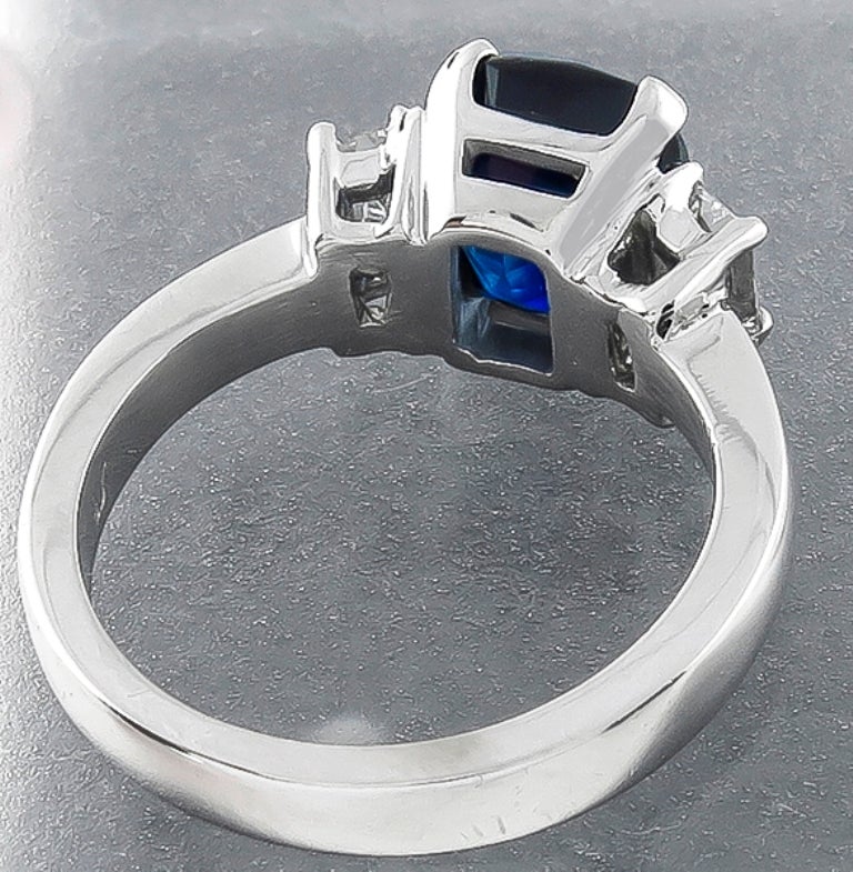 Women's 3.44 Carat GIA Cert No Heat Sapphire Diamond Platinum Engagement Ring