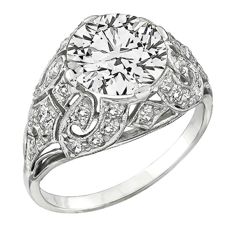 Art Deco Old European Cut Diamond Gold Engagement Ring