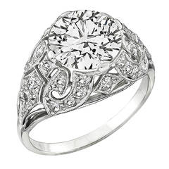 Anillo de compromiso de oro con diamantes talla antigua europea Art Déco