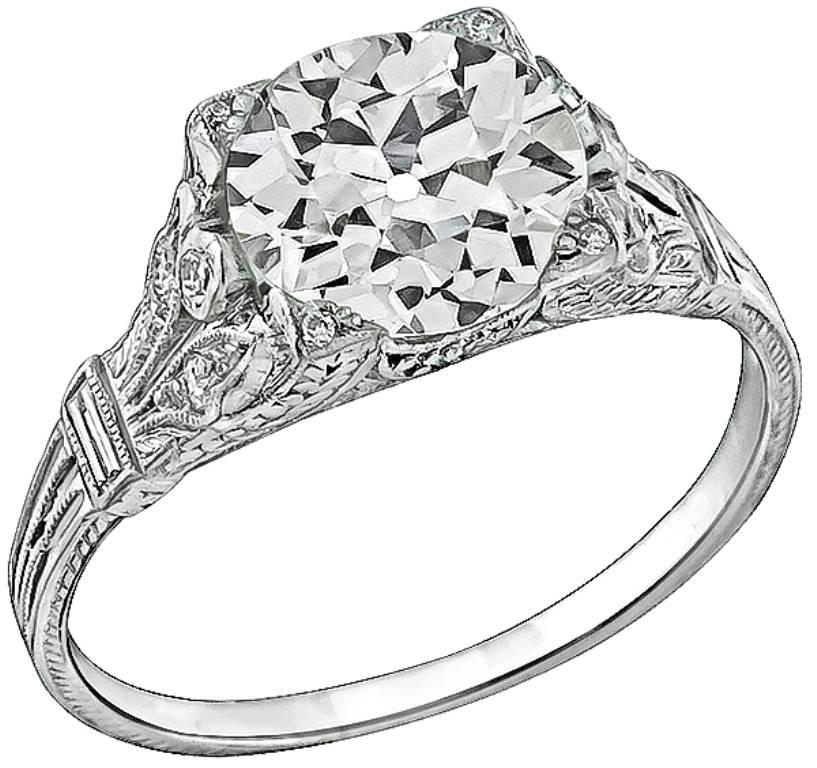 Stunning GIA Cert 2.08 Carat Diamond Platinum Ring