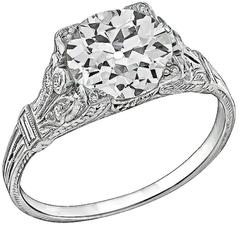 Antique Stunning GIA Cert 2.08 Carat Diamond Platinum Ring