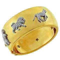 Diamond Gold Charm Bangle Bracelet 7