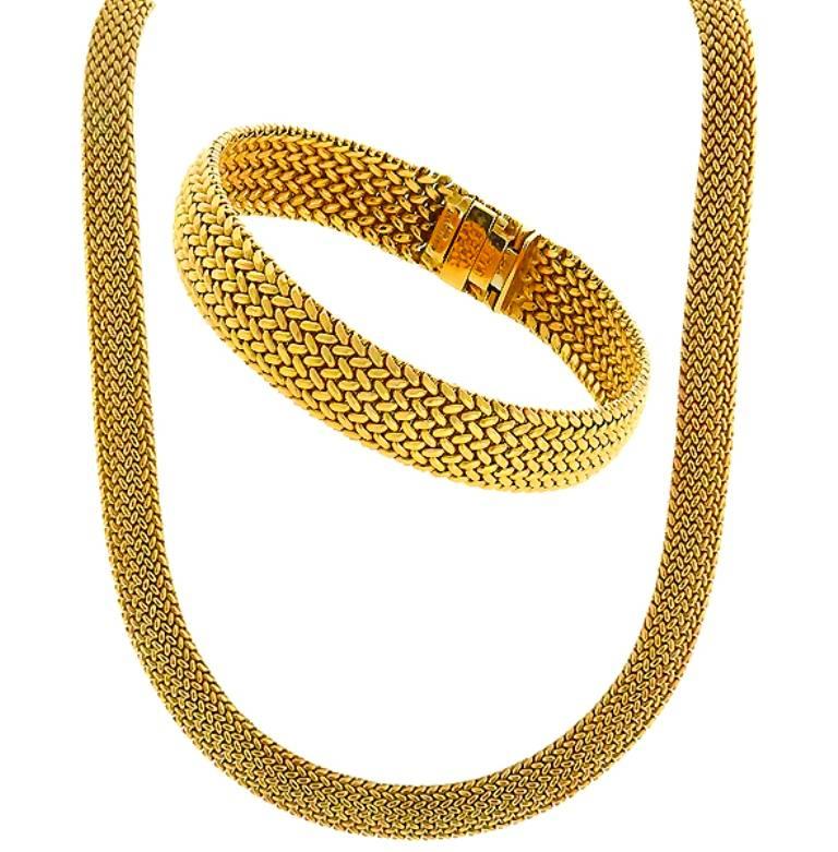 Tiffany & Co. Gold Weave Bracelet and Necklace Set