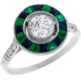 Verlobungsring mit 0,64 Karat GIA zertifizierter Diamant Smaragd Onyx Platin