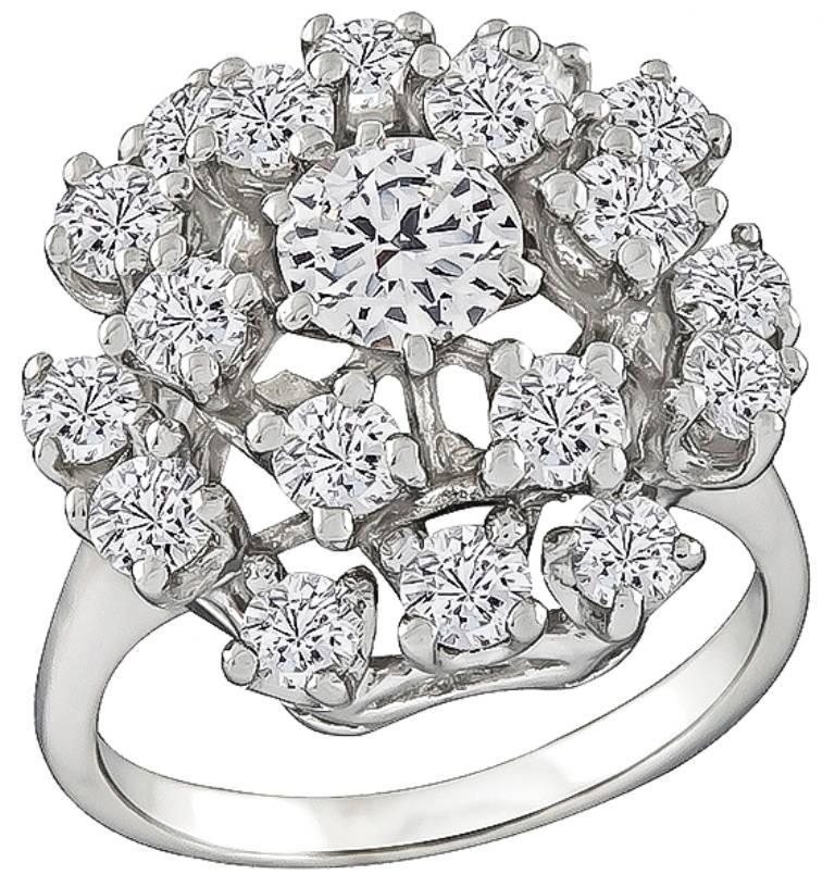 Charming Diamond White Gold Cluster Ring