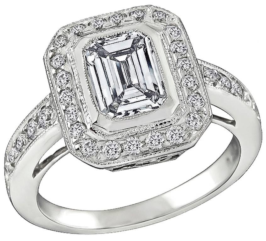 GIA 1.01 Carat Diamond Engagement Ring and Wedding Band Set For Sale