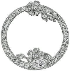 Antique Art Deco Round Diamond Platinum Pin Brooch