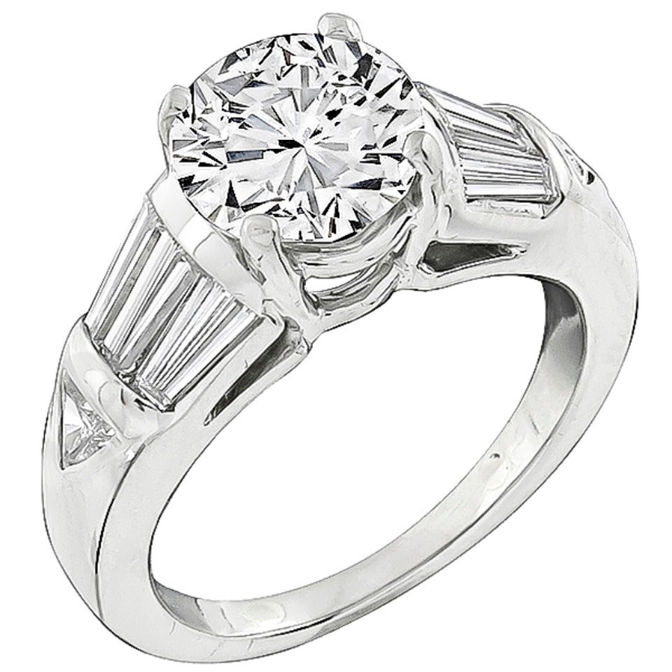 2.02 Carat Diamond Platinum Engagement Ring For Sale