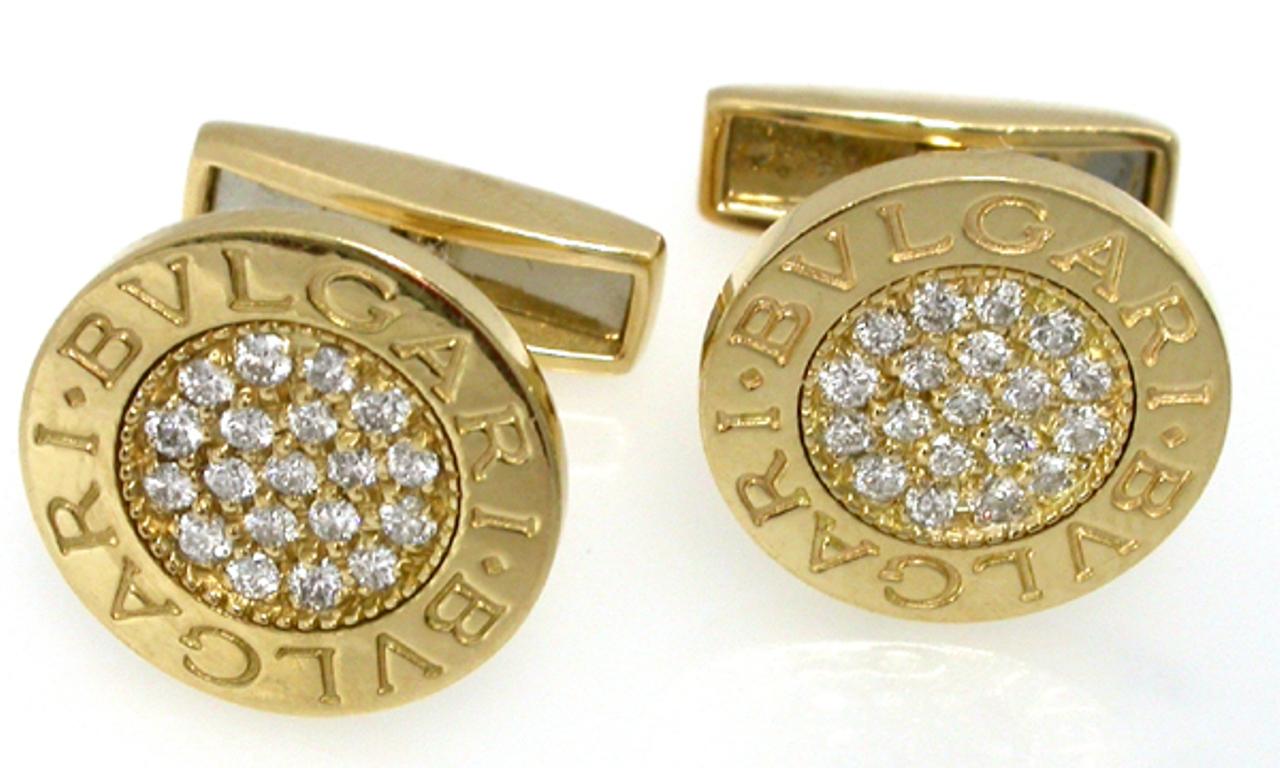 Bulgari Diamond Gold Cufflinks (Rundschliff)