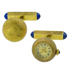 Lucien Piccard Lapis Sapphire Gold Watch Cufflinks