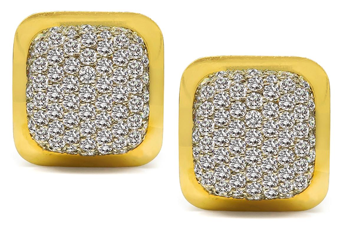 Round Cut 6.00 Carat Diamond Gold Earrings For Sale