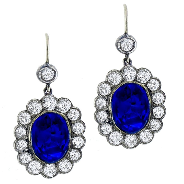 sapphire and diamond cluster earrings