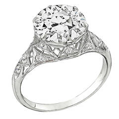 3.61 Carat GIA Cert Diamond Platinum Engagement Ring