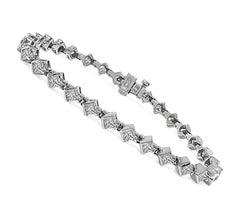 14k White Gold Princess-Cut Diamond Bracelet, 4.00ct, Modern Design