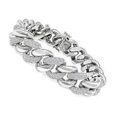 7.00ct Diamond Cuban Link Bracelet in 18k White Gold