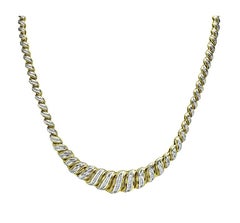 Two-Tone 14k Gold Necklace with 1.50ct Baguette Diamonds