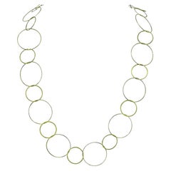 Elegant 18K Yellow Gold Interlocking Circle Link Necklace, 26.5 Inches
