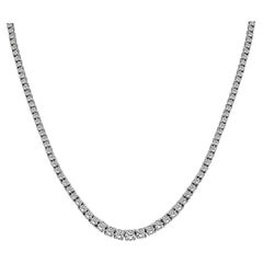 Platinum Tennis Necklace with 6.00ct Round Diamonds, 20th Century