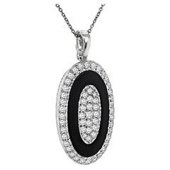 18k White Gold Diamond Onyx Pendant, 1.75ct, Unique Design